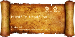 Murár Urbána névjegykártya